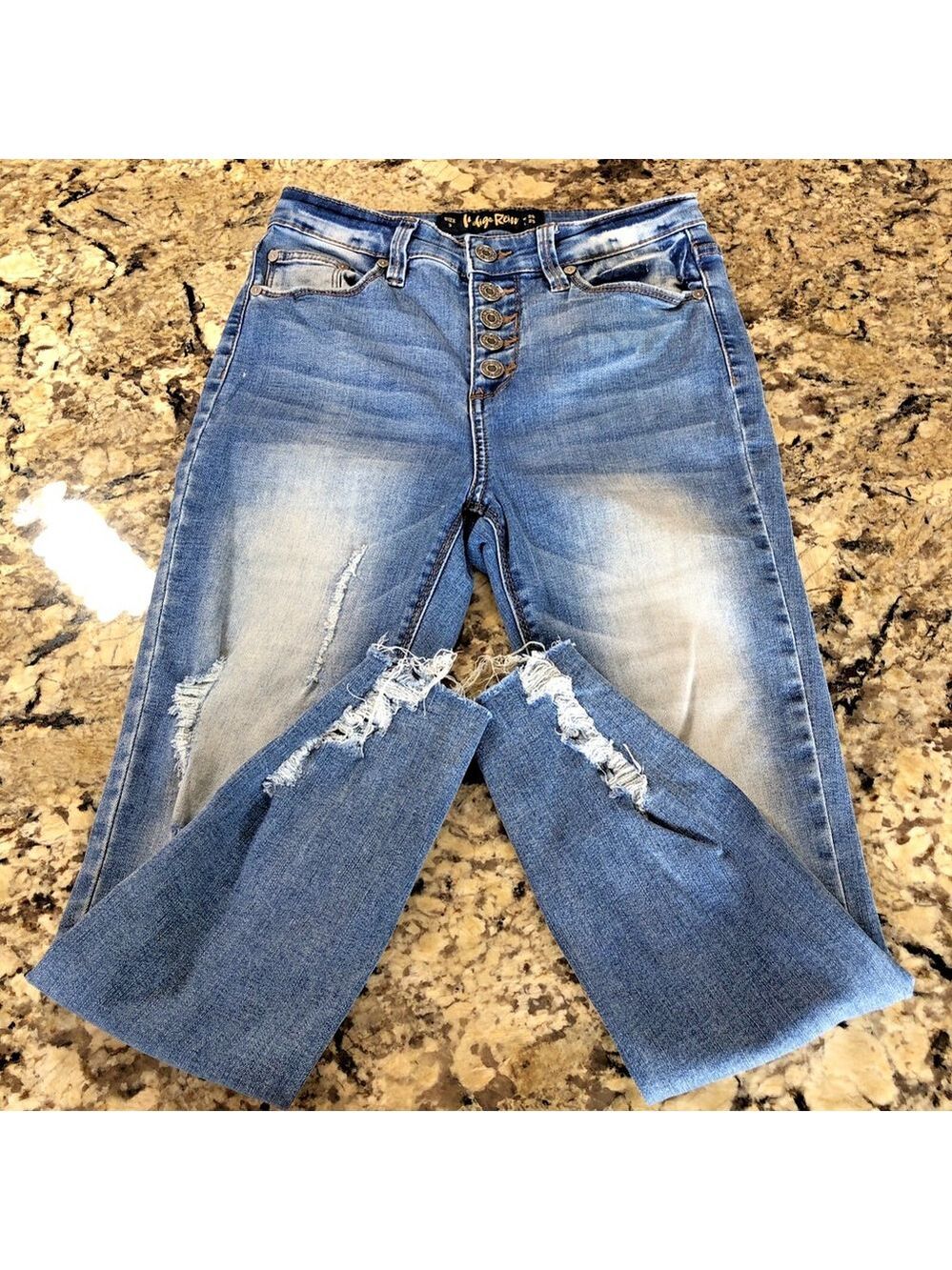 Size 3 Indigo Rein Women’s Jeans Skinny Stretchy Distressed Rips * READ* BD